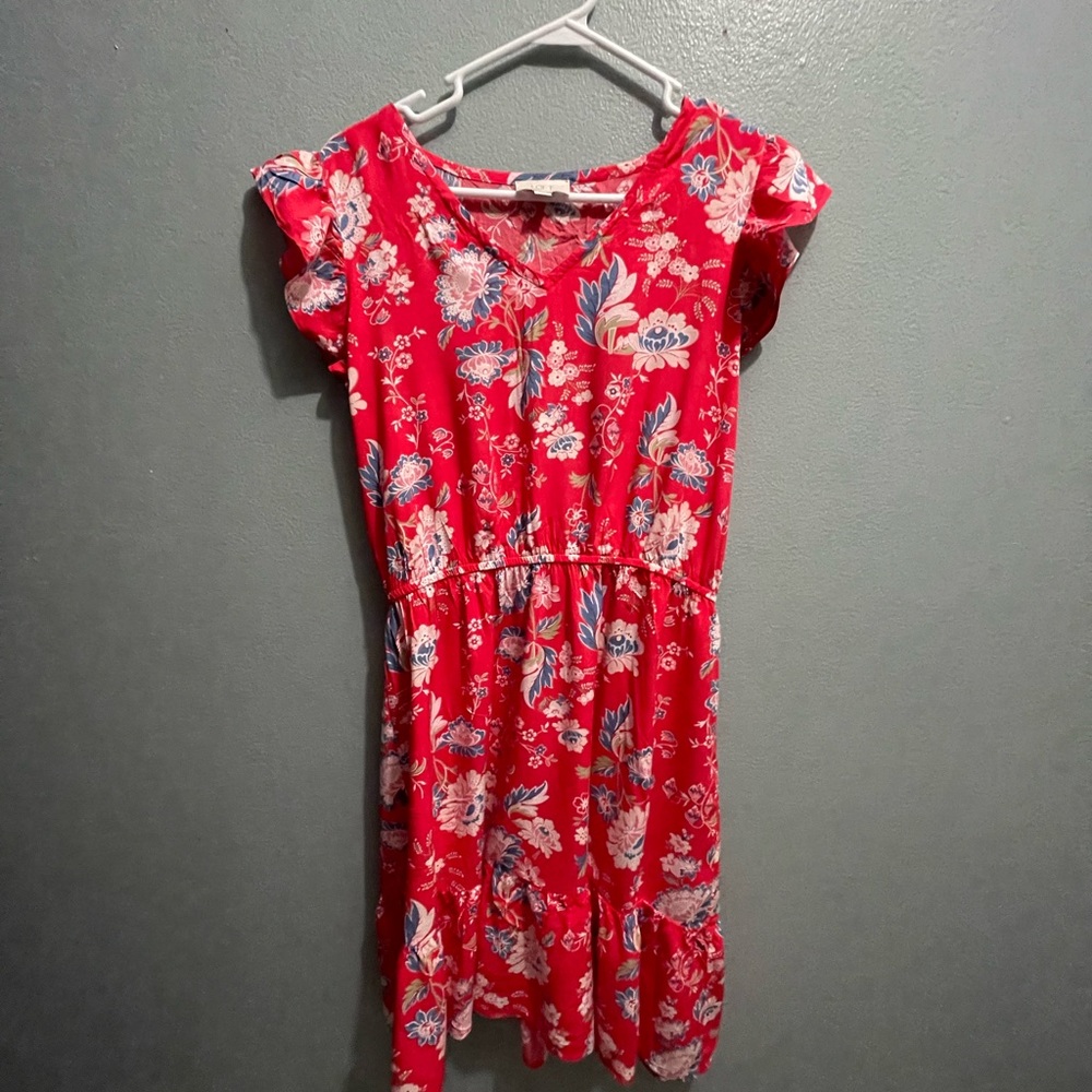 Loft Women’s Size Medium Summer Midi Floral Dress Ruffle Sleeve good condition